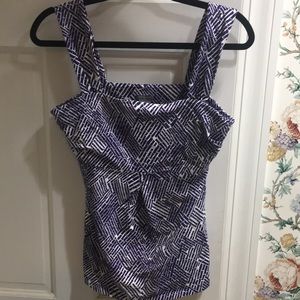 Ann Taylor Purple and White Empire Waste Tank